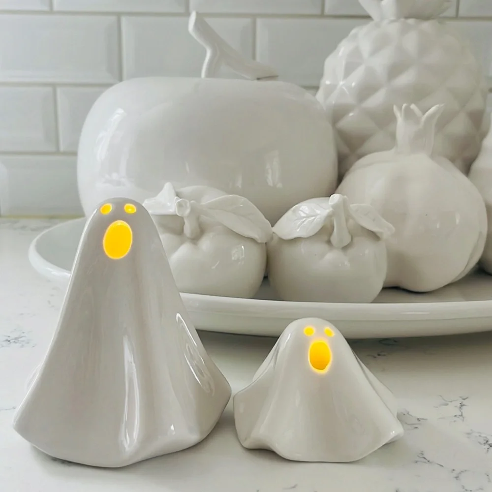 Crate&barrel LED Ceramic Halloween Ghosts